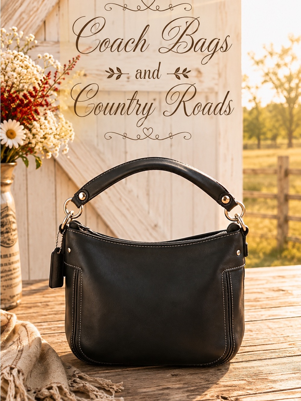 Coach Zoe F14707 Black Leather Hobo Shoulder Bag